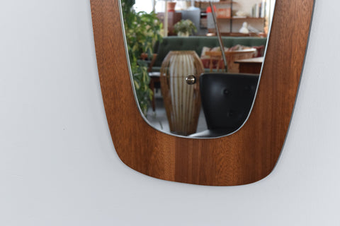Vintage Teak Float Mounted Wall Mirror