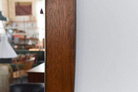 Vintage Teak Float Mounted Wall Mirror