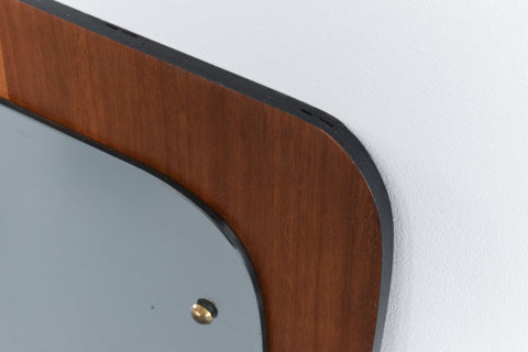 Vintage Teak Float Mounted Wall Mirror
