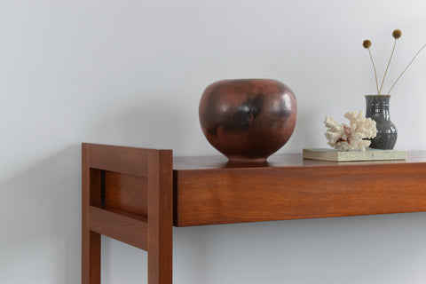 Vintage Tall Teak Side Table / Kitchen Island Unit