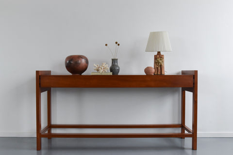 Vintage Tall Teak Side Table / Kitchen Island Unit