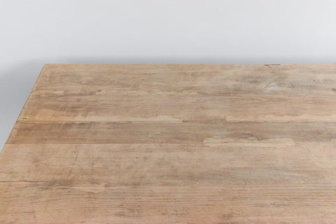 Vintage Large Rustic Wooden Folding Trestle Table with Washed Top