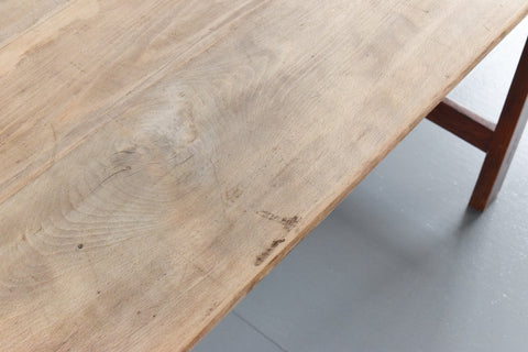 Vintage Large Rustic Wooden Folding Trestle Table with Washed Top