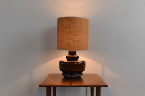 Vintage Large West German Style Lamp with Hessian Shade
