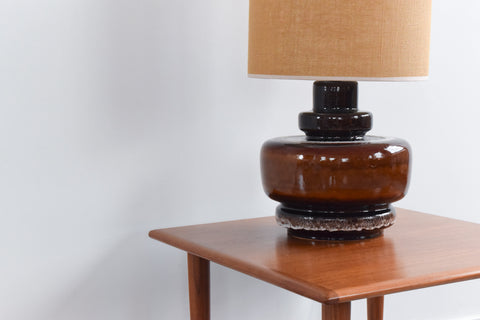 Vintage Large West German Style Lamp with Hessian Shade