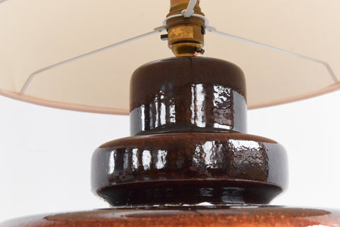 Vintage Large West German Style Lamp with Hessian Shade