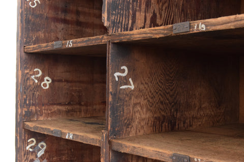 Vintage Large Wooden Workshop Pigeon Hole Cabinet