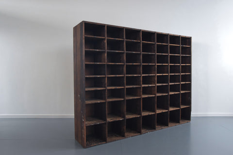 Vintage Large Wooden Workshop Pigeon Hole Cabinet