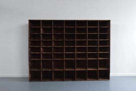 Vintage Large Wooden Workshop Pigeon Hole Cabinet