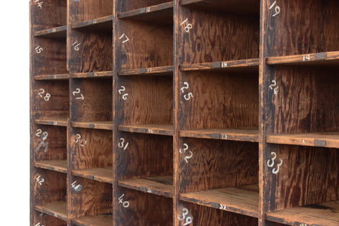 Vintage Large Wooden Workshop Pigeon Hole Cabinet