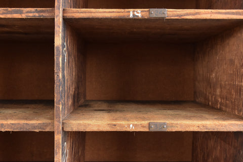 Vintage Large Wooden Workshop Pigeon Hole Cabinet