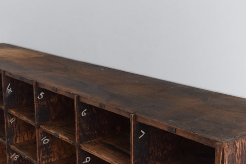 Vintage Large Wooden Workshop Pigeon Hole Cabinet
