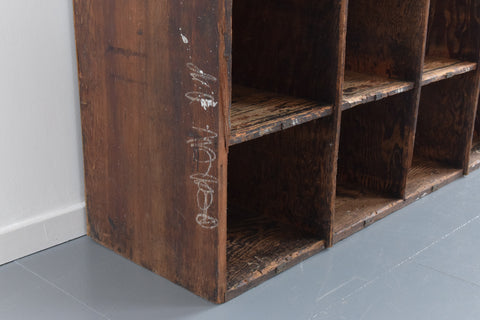 Vintage Large Wooden Workshop Pigeon Hole Cabinet