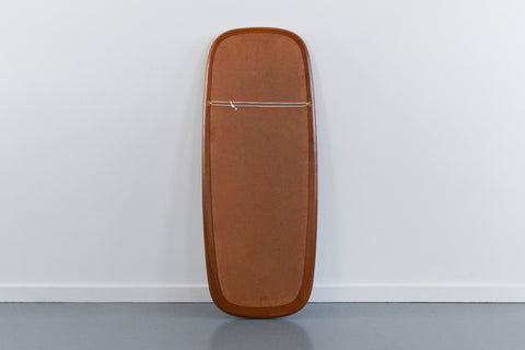 Vintage Long Danish Teak Mirror with Curved Frame