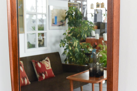 Vintage Long Teak Mirror by A. Younger