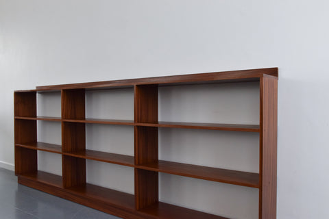 Vintage Long Teak Open Bookcase