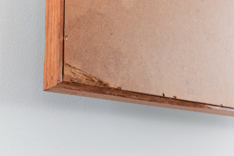 Vintage Long Thin Teak Framed Wall Mirror