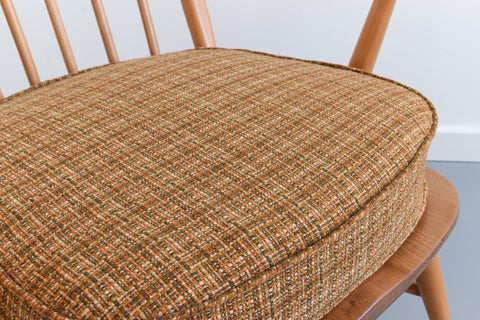 Vintage Low Ercol Windsor Back Tub Chair Model No. 305 with Original Wool Fabric