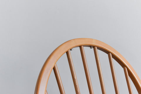 Vintage Low Ercol Windsor Back Tub Chair Model No. 305 with Original Wool Fabric