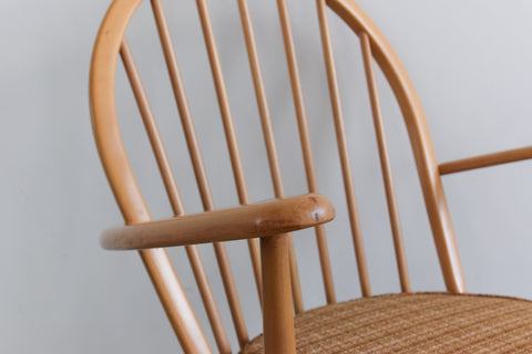 Vintage Low Ercol Windsor Back Tub Chair Model No. 305 with Original Wool Fabric