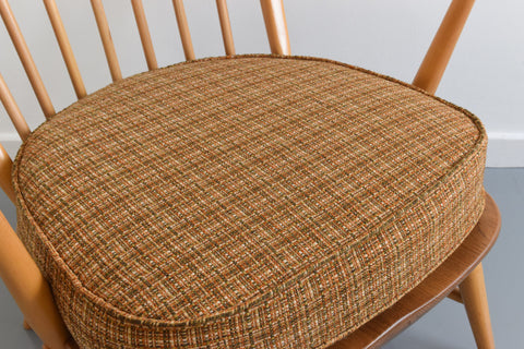 Vintage Low Ercol Windsor Back Tub Chair Model No. 305 with Original Wool Fabric