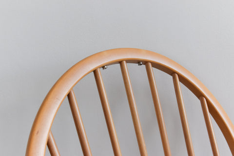 Vintage Low Ercol Windsor Back Tub Chair Model No. 305 with Original Wool Fabric