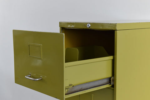 Vintage Metal Avocado Green 4 Drawer Filing Cabinet by Roneo