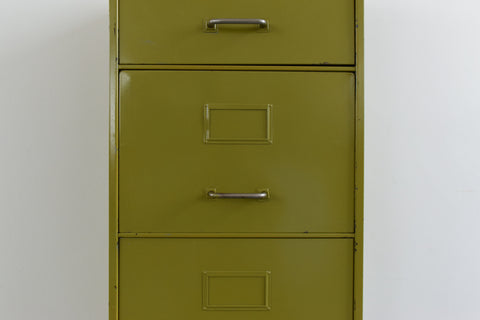 Vintage Metal Avocado Green 4 Drawer Filing Cabinet by Roneo