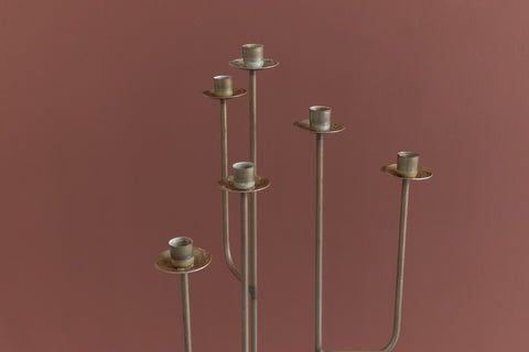 Vintage Metal Floor Standing Candle Holder / Candelabra