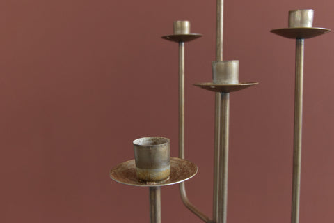 Vintage Metal Floor Standing Candle Holder / Candelabra