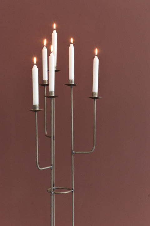 Vintage Metal Floor Standing Candle Holder / Candelabra