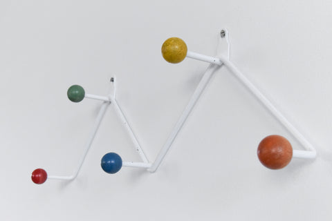Vintage Metal Sputnik Coat Hook with Colourful Wooden Balls