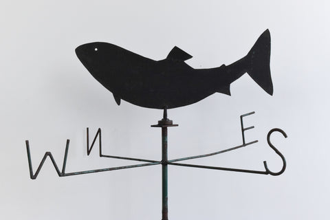 Vintage Metal Weather Vane with Fish Design