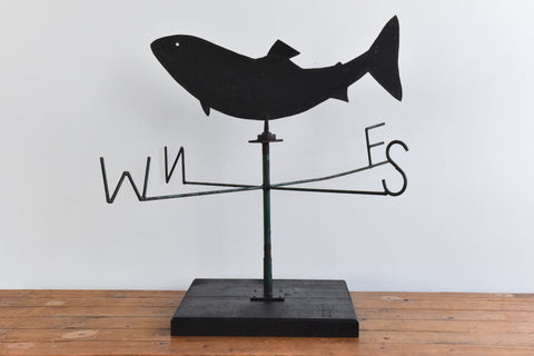 Vintage Metal Weather Vane with Fish Design