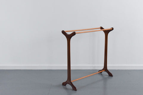 Vintage Mid Century Modern Free Standing Teak Towel Rail