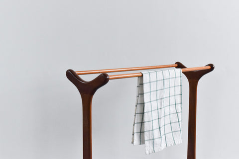 Vintage Mid Century Modern Free Standing Teak Towel Rail