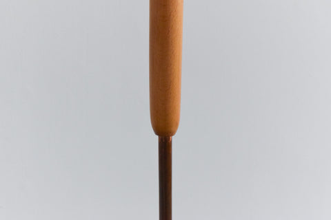 Vintage Mid Century Modern Wooden Standing Tripod Lamp with New Orange Shade