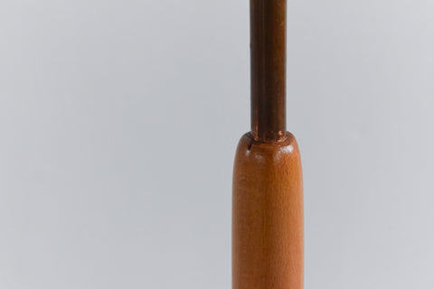 Vintage Mid Century Modern Wooden Standing Tripod Lamp with New Orange Shade