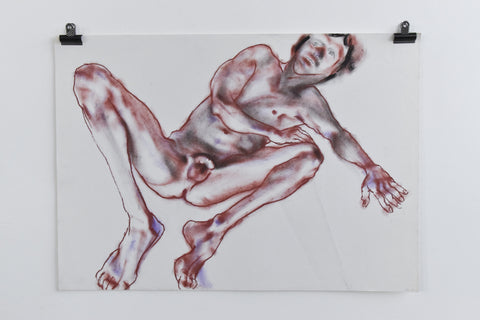 Vintage Original Pastel Male Nude Life Drawing by Artist Robert Arthur Bramwell