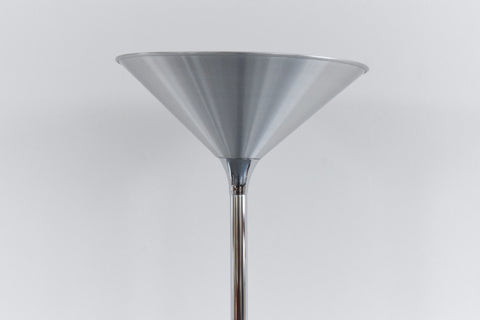 Vintage 1980s Modernist Chrome Floor Uplighter Lamp