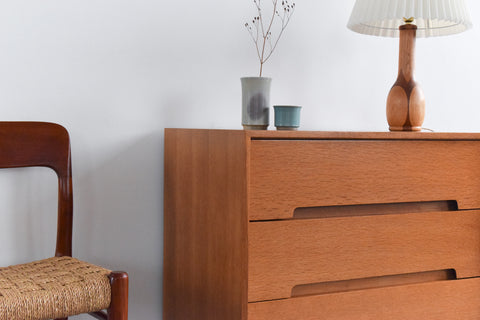 Vintage Oak 3 Drawer Stag C Range Chest of Drawers by John & Sylvia Reid
