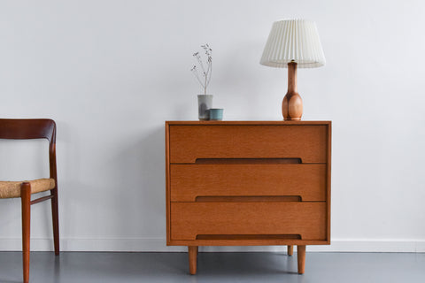 Vintage Oak 3 Drawer Stag C Range Chest of Drawers by John & Sylvia Reid