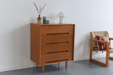 Vintage Oak 4 Drawer Stag C Range Chest of Drawers by John & Sylvia Reid
