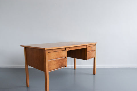 Vintage Oak Double Pedestal Desk