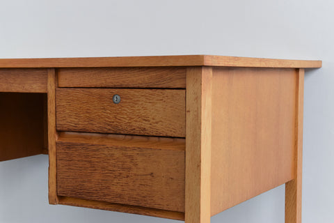 Vintage Oak Double Pedestal Desk