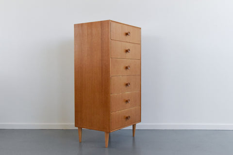 Vintage Oak Tallboy Chest of Drawers by Meredew