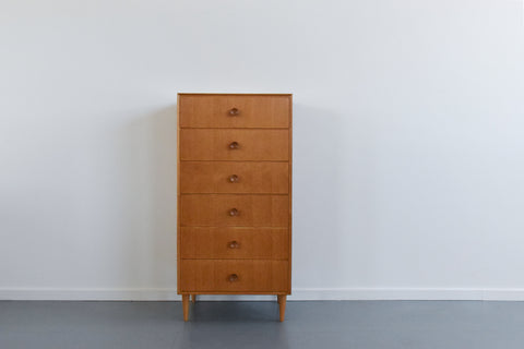 Vintage Oak Tallboy Chest of Drawers by Meredew