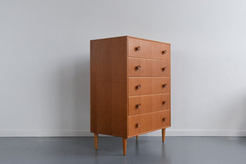 Vintage Oak Tallboy Chest of Drawers by Meredew