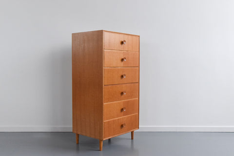 Vintage Oak Tallboy Chest of Drawers by Meredew