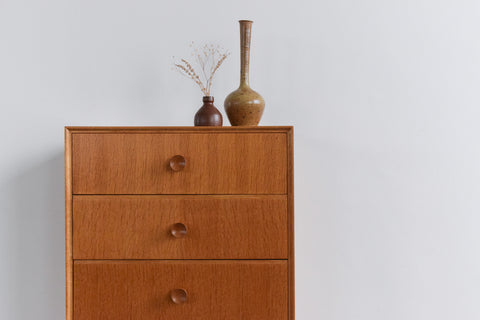 Vintage Oak Tallboy Chest of Drawers by Meredew